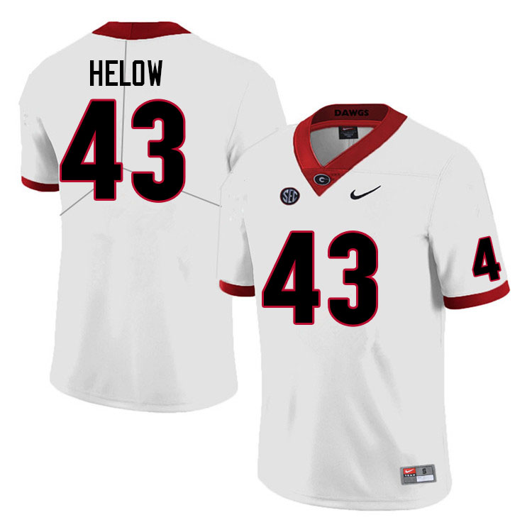 Men #43 Matthew Helow Georgia Bulldogs College Football Jerseys Sale-White Anniversary